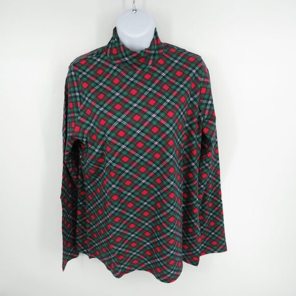 Kim Rogers Women's Plaid Turtleneck Long Sleeve Top Red Green Small NWT $28 - Picture 1 of 4